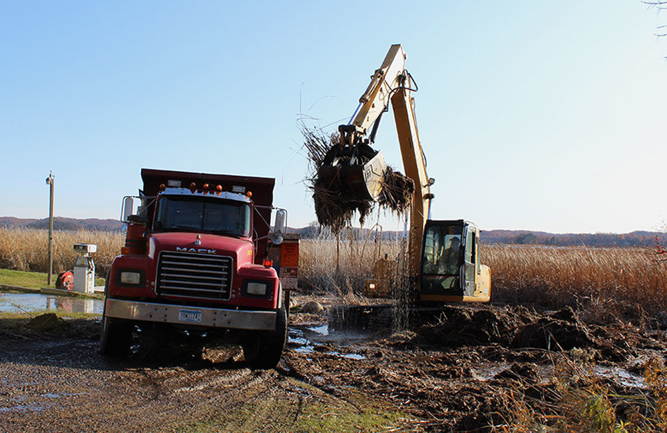 Giant, drifting bog removed from Lake Alexander